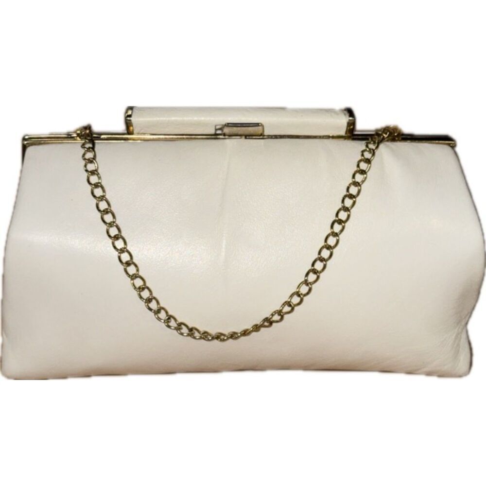 Vintage Ande Cream Clutch with Gold Chain Strap